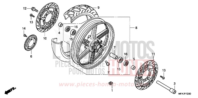 ROUE AVANT de CBF1000 CANDY XENON BLUE (PB324) de 2007