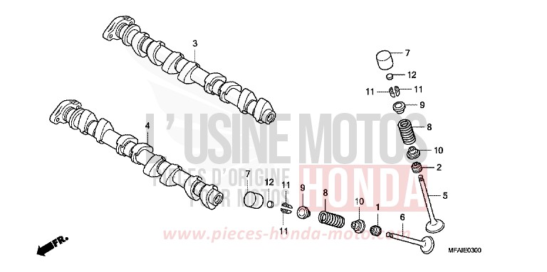 ARBRE A CAMES/SOUPAPE de CBF1000 PEARL AMBER YELLOW (Y200) de 2008