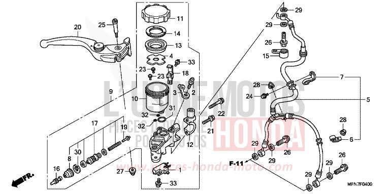 MAITRE-CYLINDRE FREIN AV. (CB1000R) de CB1000R PEARL SIENA RED (R320) de 2010