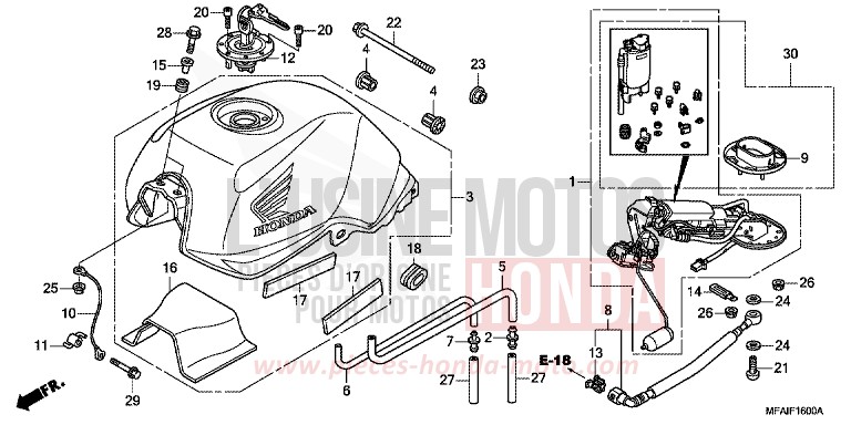RESERVOIR A CARBURANT/POMPE A CARBURANT de CBF1000 PEARL NIGHTSTAR BLACK (NHA84) 2009