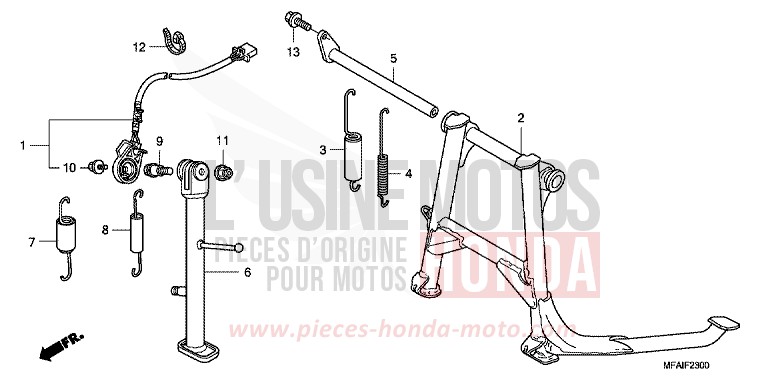 BEQUILLE de CBF1000 QUASAR SILVER METALLIC (NHA48) 2009