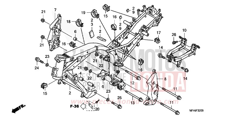 CARROSSERIE DE CHASSIS de CBF1000 QUASAR SILVER METALLIC (NHA48) 2009