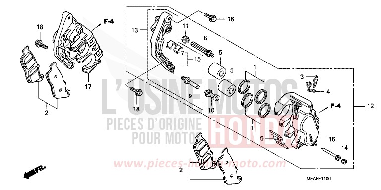 ETRIER DE FREIN AVANT (CBF1000) de CBF1000 PEARL NIGHTSTAR BLACK (NHA84) 2010