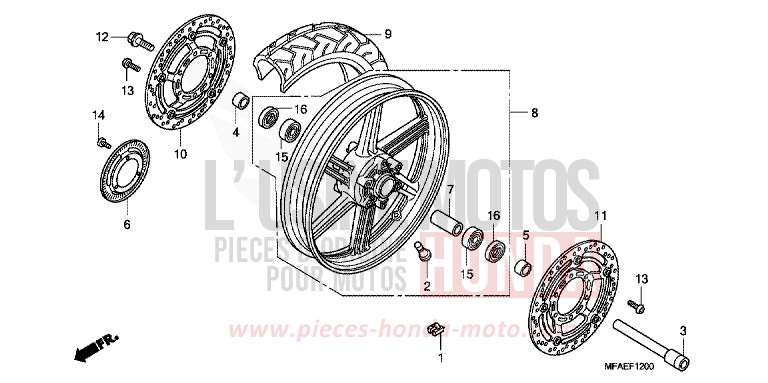 ROUE AVANT de CBF1000 PEARL NIGHTSTAR BLACK (NHA84) de 2010