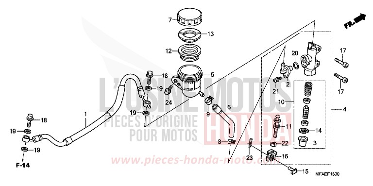 REAR BRAKE MASTERCYLINDER (CBF1000) de CBF1000 PEARL NIGHTSTAR BLACK (NHA84) 2010