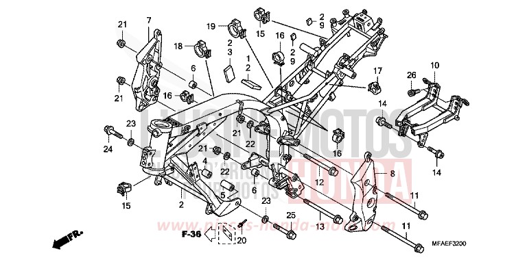 CARROSSERIE DE CHASSIS de CBF1000 PEARL NIGHTSTAR BLACK (NHA84) 2010