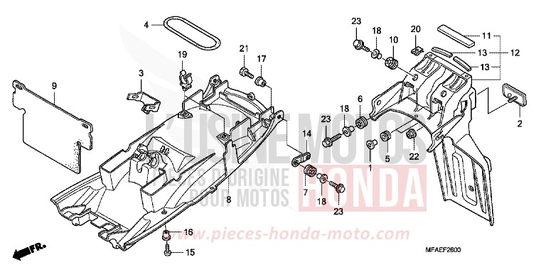 GARDE-BOUE ARRIERE de CBF1000 PEARL SIENA RED (R320) 2010