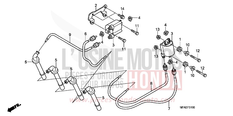 BOBINE D'ALLUMAGE de CBF1000 PEARL SIENA RED (R320) de 2010
