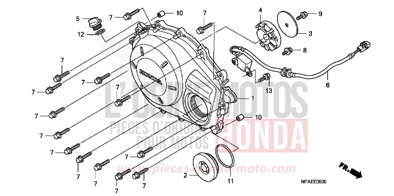 PANNEAU CARTER-MOTEUR D. de CBF1000 QUASAR SILVER METALLIC (NHA48) de 2010