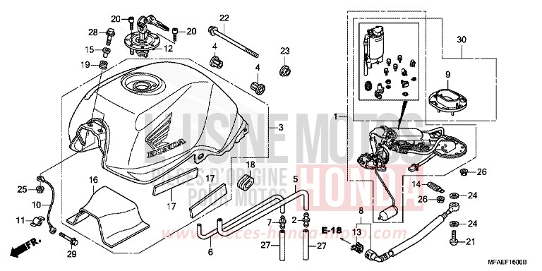 RESERVOIR A CARBURANT/POMPE A CARBURANT de CBF1000 QUASAR SILVER METALLIC (NHA48) 2010