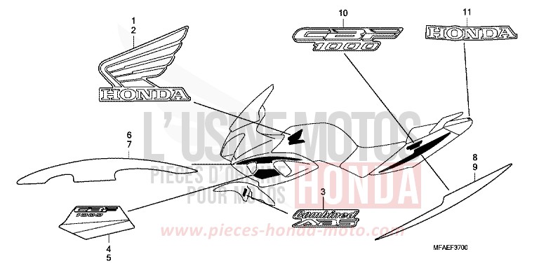 RAYURE/MARQUE de CBF1000 QUASAR SILVER METALLIC (NHA48) de 2010