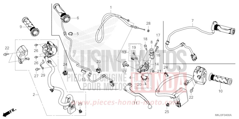 LEVIER DE GUIDON/COMMUTATEUR/CABLE de CB1000R CANDY CHROMOSPHERE RED (R381) de 2018
