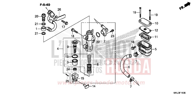 MAÎTRE-CYLINDRE DE FREIN ARRIÈRE de CB1000R MAT BULLET SILVER (NH389) de 2018