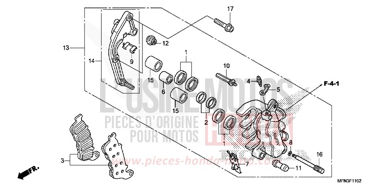 MACHOIRE DE FREIN AVANT G. (CB1000RA) de CB1000R PEARL SIENA RED (R320X) 2015