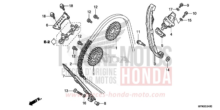 CHAINE A CAMES/TENDEUR de CB1000R PEARL COOL WHITE (NHA16B) de 2015