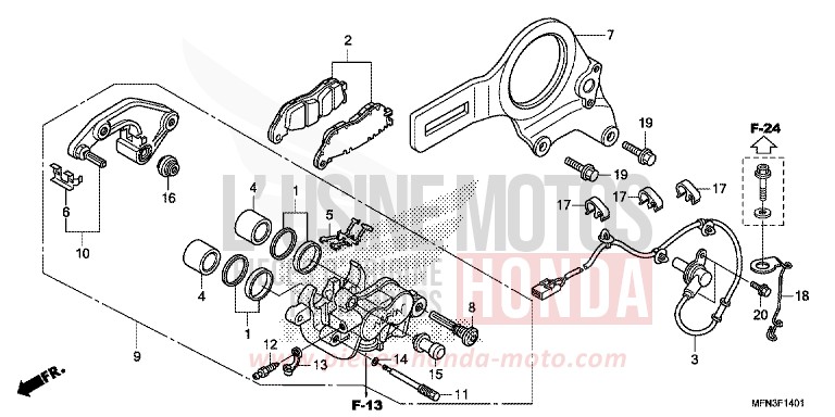 ETRIER DE FREIN ARRIERE (CB1000RA) de CB1000R PEARL COOL WHITE (NHA16B) 2015