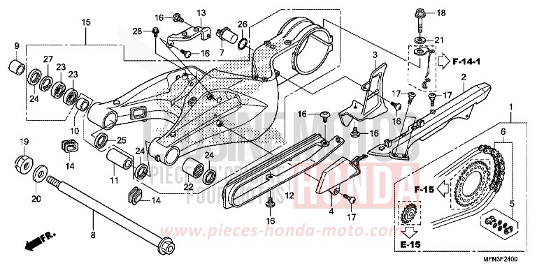 BRAS OSCILLANT de CB1000R PEARL SIENA RED (R320X) 2014