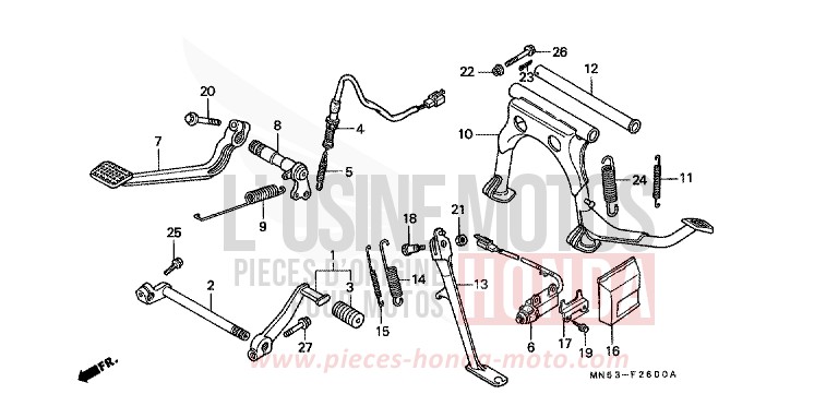 PEDALE/BEQUILLE (GL1500J/K/L/AM/SEM) de Goldwing YR149N (YR149N) 1988