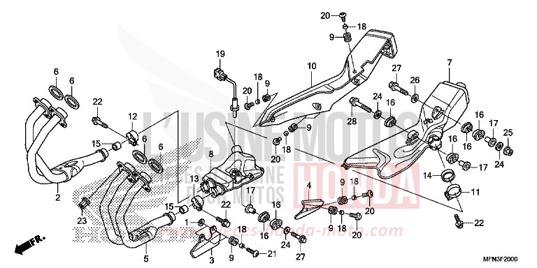 SILENCIEUX D'ECHAPPEMENT de CB1000R MAT CYNOS GRAY METALLIC (NH312F) 2013