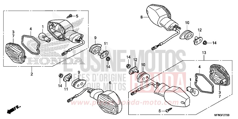CLIGNOTANT de CB1000R MAT CYNOS GRAY METALLIC (NH312F) 2013