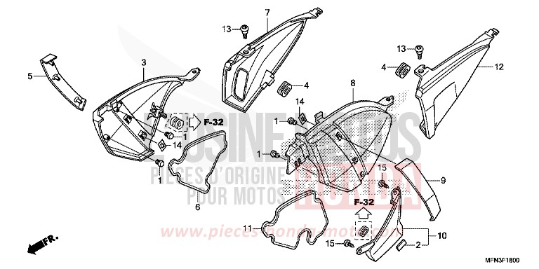 COUVERCLE LATERAL de CB1000R PEARL SIENA RED (R320X) 2014