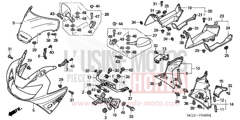 PANNEAU SUPERIEUR (CBR900RRY,1/RE1) de Fireblade ACCURATE SILVER METALLIC (NH146) 2001
