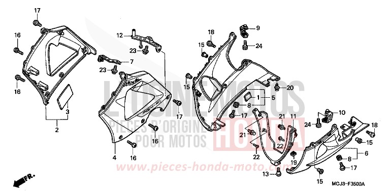 CAPOT INFERIEUR (1) de Fireblade ACCURATE SILVER METALLIC (NH146) 2001
