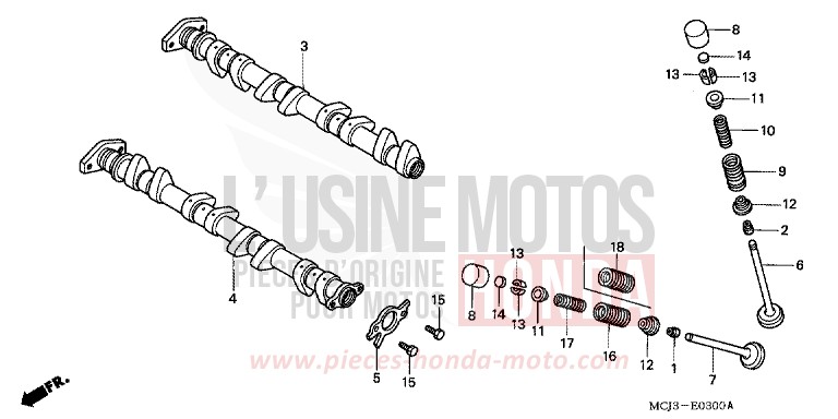 ARBRE A CAMES/SOUPAPE de Fireblade ITALIAN RED (R157) 2001