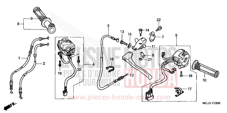 CABLE/COMMUTATEUR (CBR900RRY,1/RE1) de Fireblade ITALIAN RED (R157) 2001