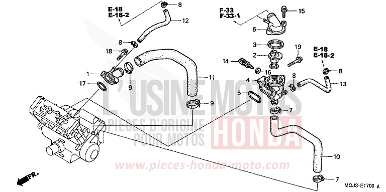 THERMOSTAT de Fireblade PEARL FLASH YELLOW (Y163) de 2001