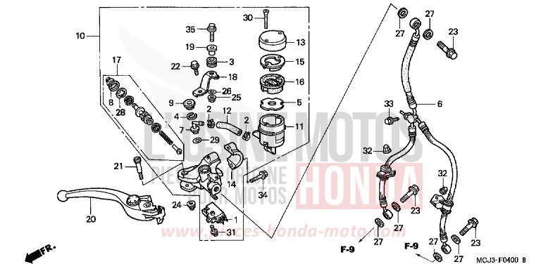 MAITRE-CYLINDRE FREIN AV. de Fireblade PEARL FLASH YELLOW (Y163) de 2001