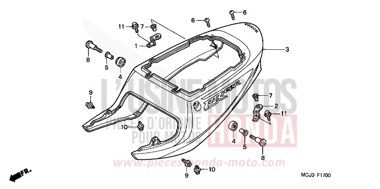 CAPOT ARRIERE (CBR900RRY,1/RE1) de Fireblade PEARL FLASH YELLOW (Y163) de 2001