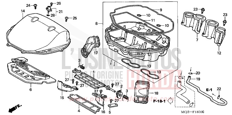 FILTRE A AIR (CBR900RRY,1/RE1) de Fireblade PEARL FLASH YELLOW (Y163) de 2001