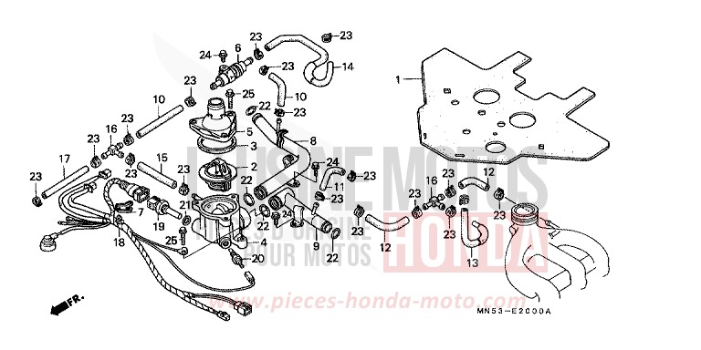 TUYAU D'EAU/THERMOSTAT (GL1500J/K) de Goldwing MARTINI BEIGE METALLIC (YR149M) 1989