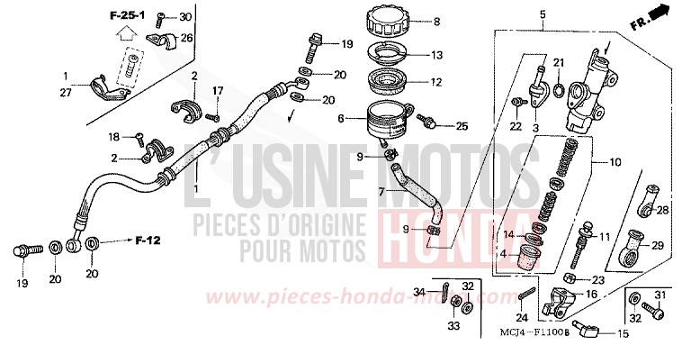 MAITRE-CYLINDRE FREIN AR. CYLINDRE de Fireblade PEARL FLASH YELLOW (Y163) 2002