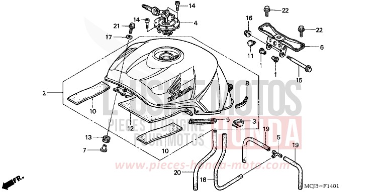 RESERVOIR A CARBURANT (CBR900RR2,3) de Fireblade PEARL FLASH YELLOW (Y163) 2002