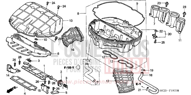 FILTRE A AIR (CBR900RR2,3) de Fireblade PEARL FLASH YELLOW (Y163) 2002