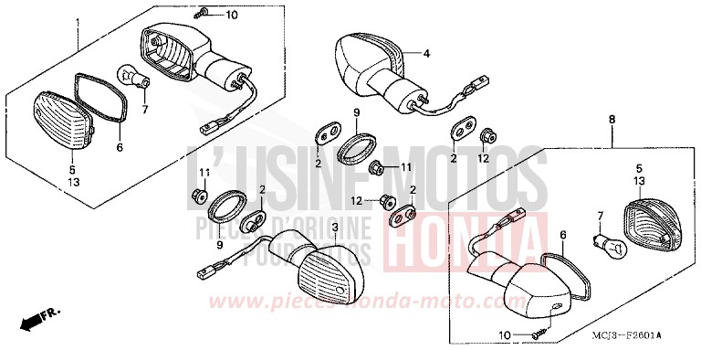 CLIGNOTANT (2) de Fireblade PEARL FLASH YELLOW (Y163) 2002