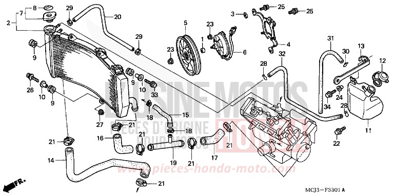 RADIATEUR (CBR900RR2,3) de Fireblade PEARL FLASH YELLOW (Y163) 2002