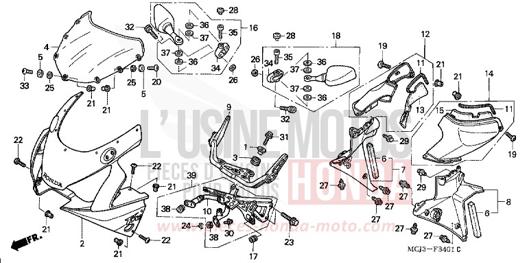 PANNEAU SUPERIEUR (CBR900RR2,3) de Fireblade PEARL FLASH YELLOW (Y163) 2002