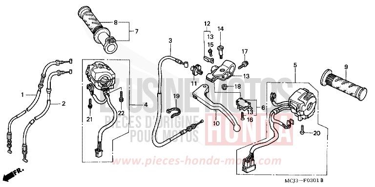 CABLE/COMMUTATEUR (CBR900RR2,3) de Fireblade CANDY TAHITIAN BLUE (PB215) 2003