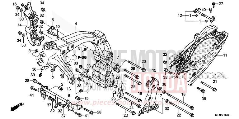 CARROSSERIE DE CHASSIS de CB1000R PEARL SIENA RED (R320X) 2015