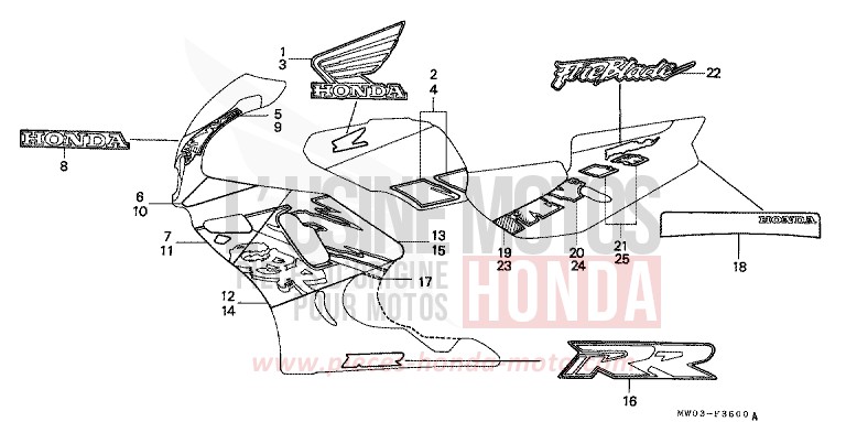 RAYURE/MARQUE (1) de Fireblade NOIR (NH1F) de 1992