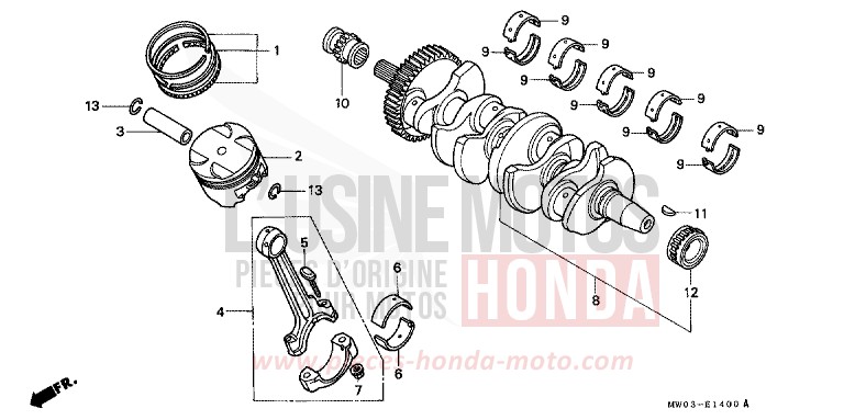 VILEBREQUIN/PISTON (1) de Fireblade ROSS WHITE (NH196H) de 1992