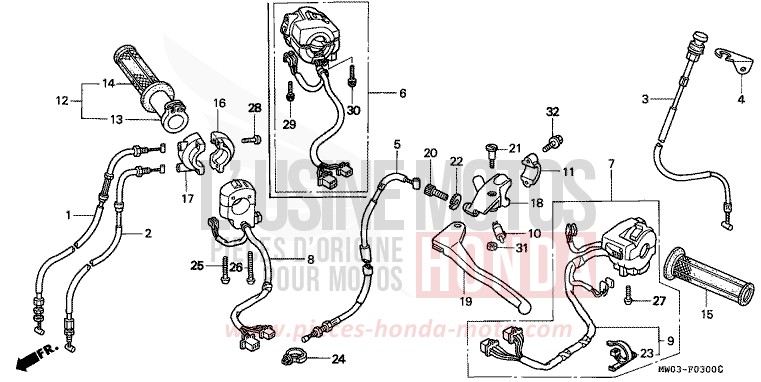 CABLE/COMMUTATEUR de Fireblade ROSS WHITE (NH196H) 1992