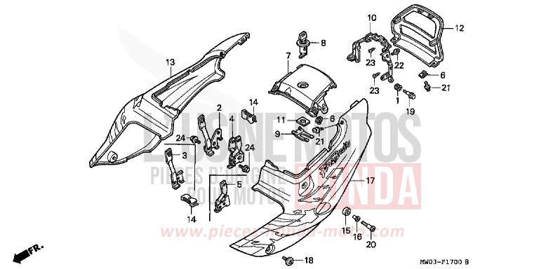 COUVERCLE LATERAL de Fireblade ROSS WHITE (NH196H) 1992