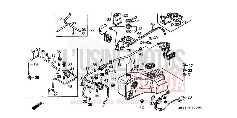 RESERVOIR A CARBURANT/POMPE A CARBURANT (GL1500J/K/L/AM/SEM) de Goldwing R114J (R114J) 1989