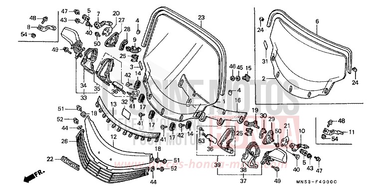 WIND SCREEN/RETROVISEUR (GL1500J/K/L/AM/AN) de Goldwing R114J (R114J) 1989