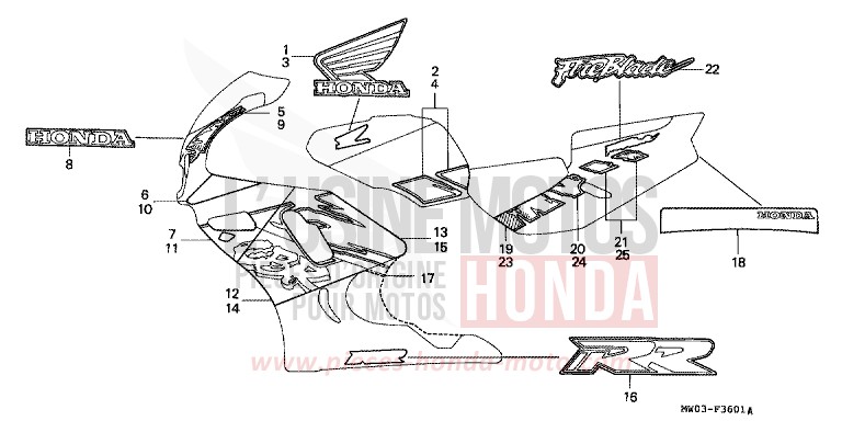 RAYURE/MARQUE (2) de Fireblade BLACK (NH1E) de 1993