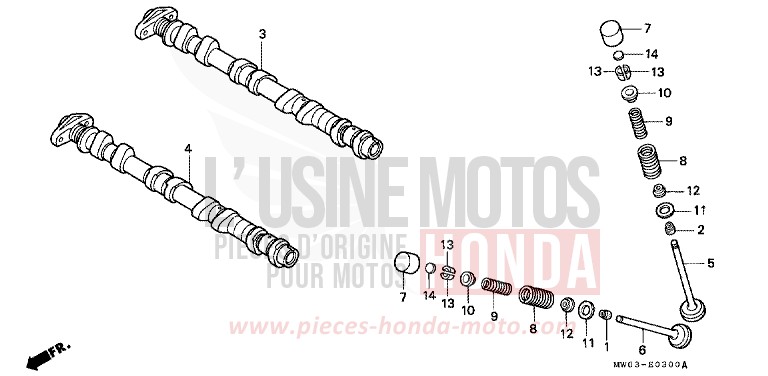 ARBRE A CAMES/SOUPAPE de Fireblade ROSS WHITE (NH196I) 1993